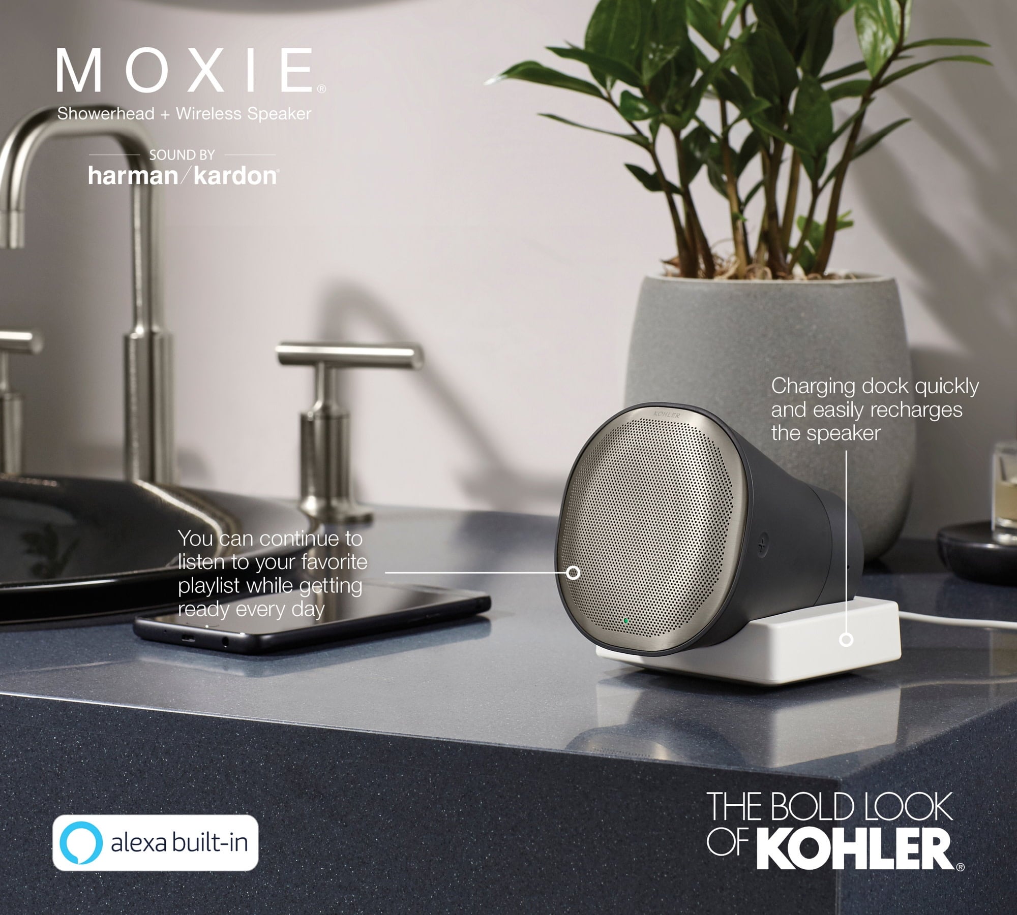 Kohler K-28238-Nke Moxie 2.5 GPM Single Function Shower Head - Nickel