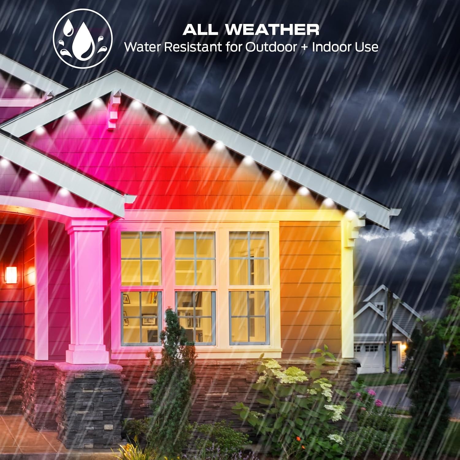 Monster Smart Permanent Outdoor Lights, 100ft, 72 LED Eaves Lights, RGB+IC+WW, Weather & Water Resistant, App & Voice Control, Compatible with Alexa and Google, for Halloween, Christmas & Year-Round