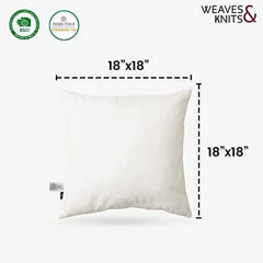 Weaves & Knits Bedding Pillow Inserts (2-Pack, White) - 18 x 18 Inches - for Bed & Couch